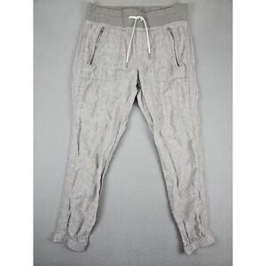 Athleta Cabo Linen Jogger Pants Size 6 Gray 100% Linen Drawstring 405720